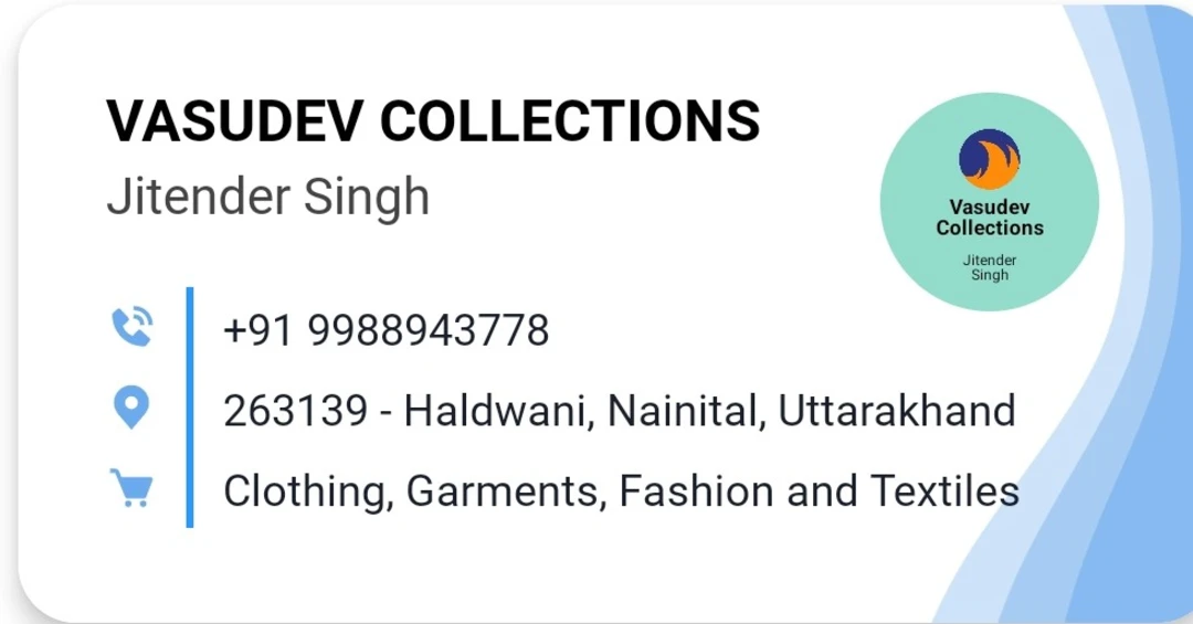Visiting card store images of Vasudev collections