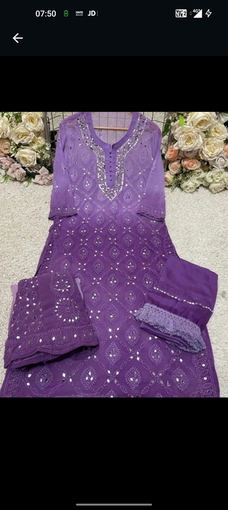 Mirror ombre set Lucknowi chikankari handwork  uploaded by business on 3/25/2023
