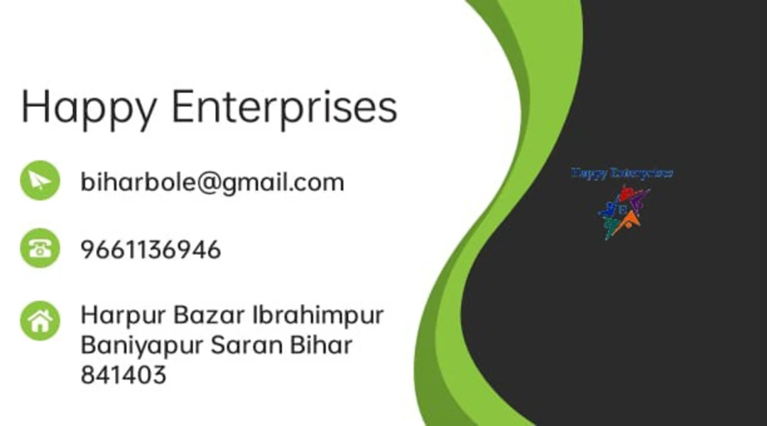 Visiting card store images of Happy Enterprises