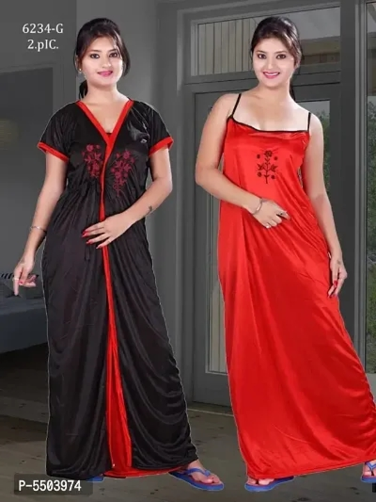Trendy Multicolored And 2-In-1 Satin Night Dress Set For Women

 Color:  Multicoloured

 Fabric:  Sa uploaded by Digital marketing shop on 3/26/2023