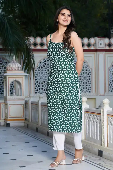 Green Kurti & White Pent uploaded by S R Fashion on 3/26/2023