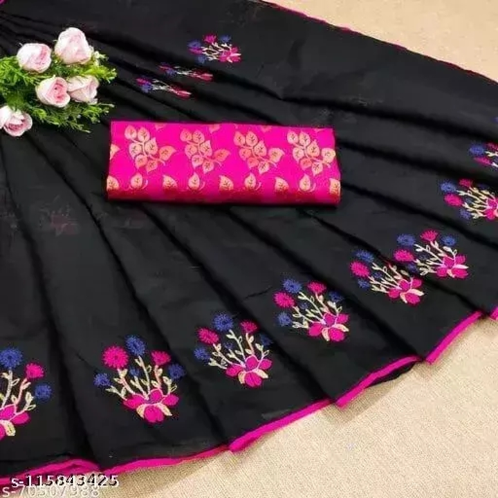Chanderi cotton saree with blouse pices. uploaded by Royal Market on 3/26/2023