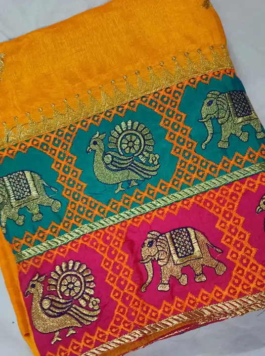 Elephant border paithani  uploaded by Krishna fashion on 3/26/2023