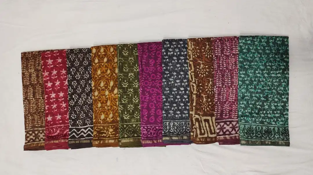CHANDERI SILK handblock double dabu print saree  uploaded by WEAVER'S ORIGIN silk and Sarees on 3/26/2023