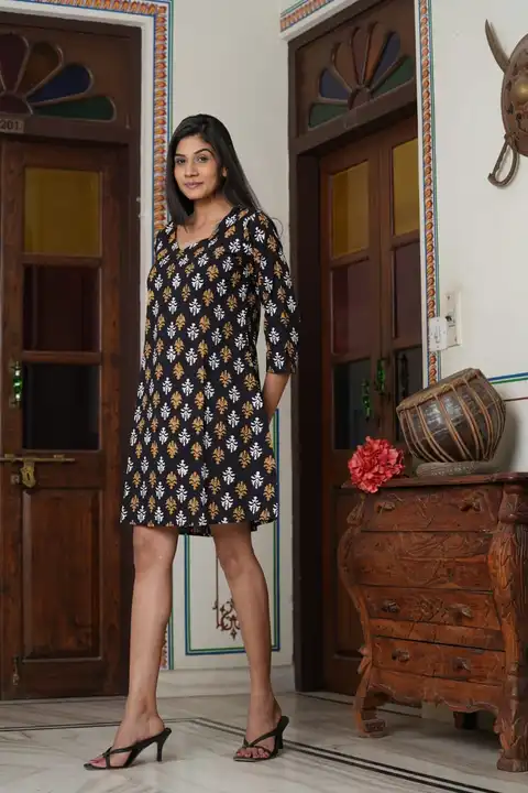 New collection 💥
👉Bagru Handblock Printed Short dress Aline / One piece 

👉in stock 
👉 *Latest & uploaded by business on 3/26/2023