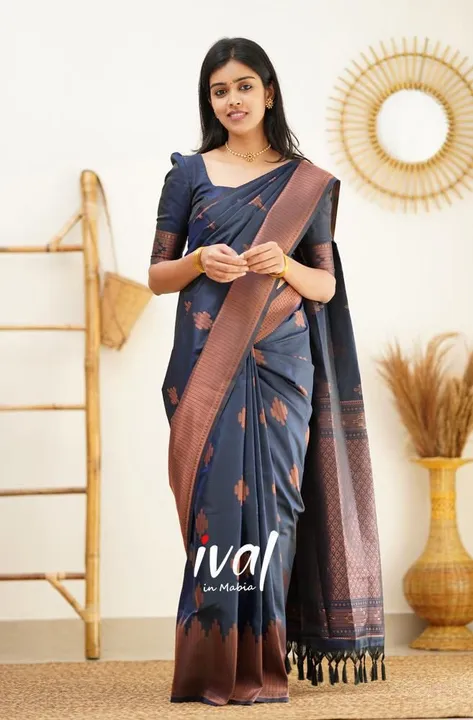 LICHI silk saree with classic butta design with blouse  uploaded by business on 3/26/2023