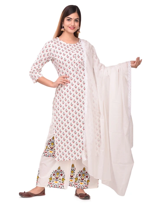 Rayon Printed Kurti Palazzo Duppata set uploaded by AXEWOODS VENTURES on 5/30/2024