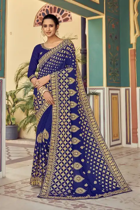 Silk saree with heavy work uploaded by VARDHAK COLLECTION  on 3/26/2023