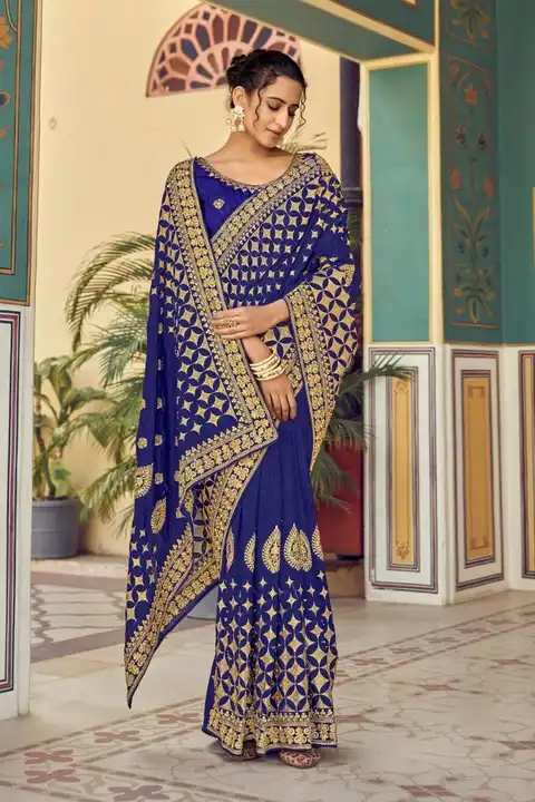 Silk saree with heavy work uploaded by VARDHAK COLLECTION  on 3/26/2023