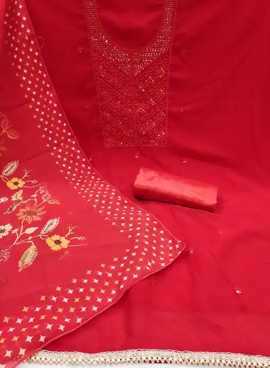Fabric Details: 

Top Fabric :- *JORJAT*  -  *MULTI SQUANCE WORK*

BOTTOM +INNER  Fabric :-  *SANTOO uploaded by SHIVA ENTERPRISE on 3/26/2023