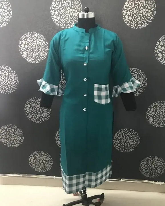 Stylish Green Bell Sleeves Cotton Kurti For Women's uploaded by Girls collection  on 5/29/2024