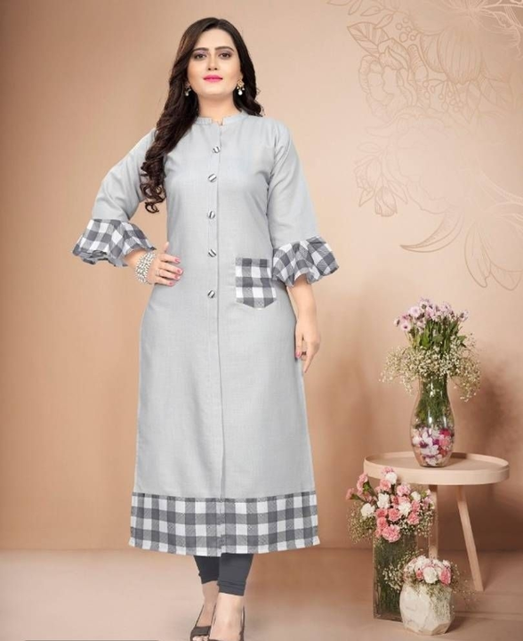Stylish White Bell Sleeves Cotton Kurti For Women's uploaded by Girls collection  on 3/26/2023