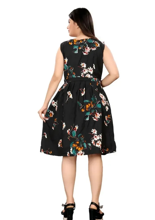 Stylish Fancy Crepe Printed Knee Length Boat Neck Fit And Flare Dress For Women uploaded by Girls collection  on 3/26/2023