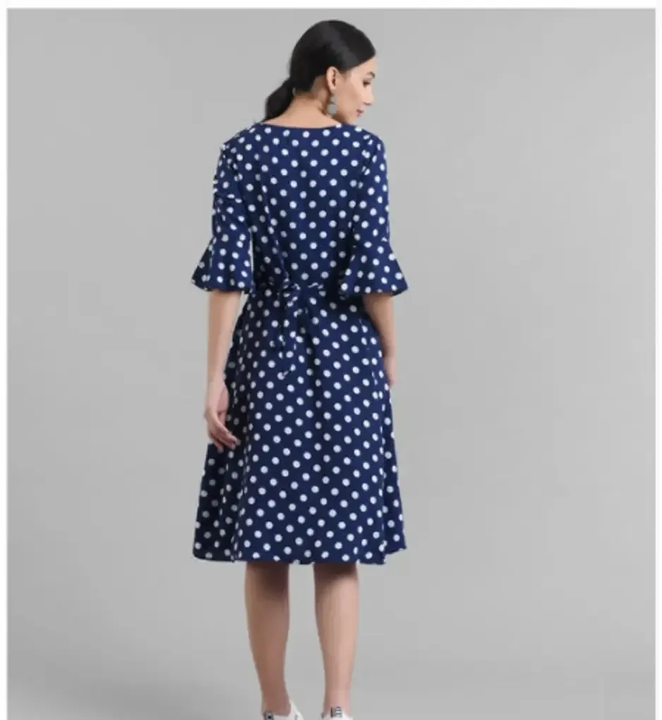 Vivient Women Nevy Blue Polka Dot Midi Dress uploaded by Girls collection  on 3/26/2023