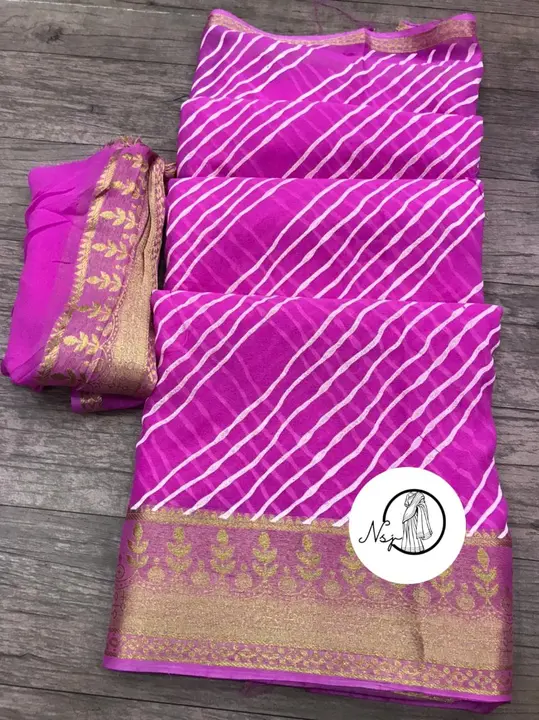 presents  LEHRIYA special  saree 

*beautiful color combination Saree for all ladies*

👉keep shoppi uploaded by Gotapatti manufacturer on 3/26/2023
