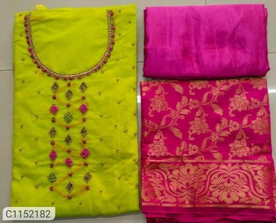 Post image Dress materials @cod Gpay Phone pe

FREE SHIPPING ALL OVER INDIA 

800/- rs

*Catalog Name:* Special Khatli Work Chanderi Modal Dress Materials

*Details:*
Description : 1 Top, 1 Piece of Bottom and 1 Piece of Dupatta
Fabric; Top: Chanderi Modal, Bottom: Santoon, Dupatta: Jacquard 
Length; Top: 2 Mtr, Bottom: 2 Mtr, Dupatta: 2 Mtr
Stitched Type: Un-Stitched
Work; Top: Khatli Work, Bottom: Solid, Dupatta: Jacquard 
Designs: 9

💥 *FREE Shipping* 
💥 *FREE COD* 
💥 *FREE Return &amp; 100% Refund* 
🚚 *Delivery*: Within 7 days
