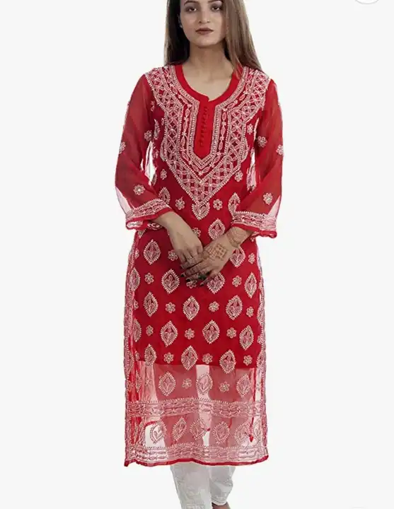 Georgette Lucknowi kurti uploaded by Mansi Creation  on 3/27/2023