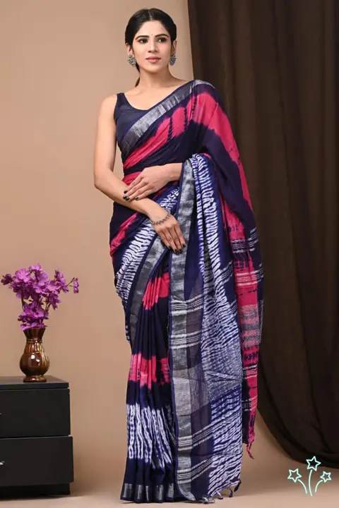 Linen saree  uploaded by Mohit hand Prints on 3/27/2023