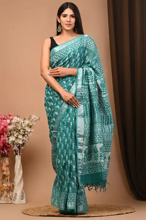 Linen saree  uploaded by Mohit hand Prints on 3/27/2023