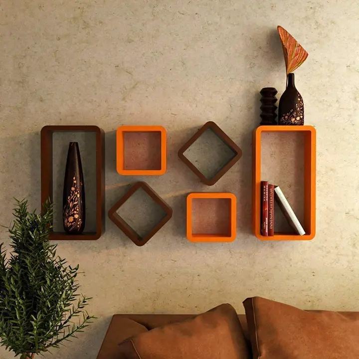 MDF wall Shelves for Living Room Set of 6 Square & Rectangle uploaded by business on 3/27/2023