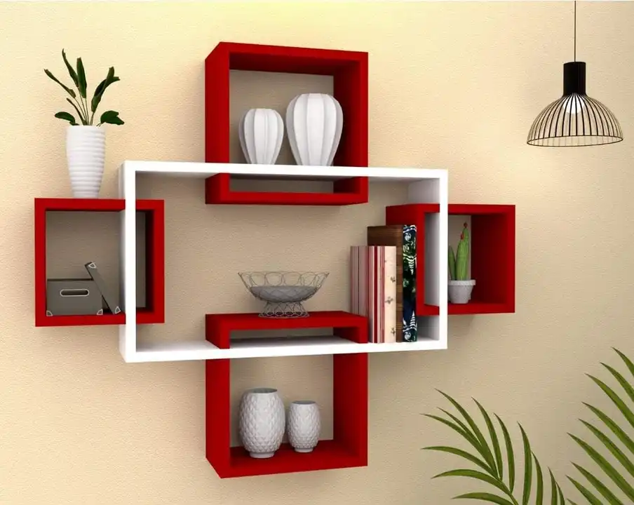 Intersecting Wall Shelves for Living Room MDF Set of 5 Black and White  uploaded by Zenzi Creations LLP on 3/27/2023