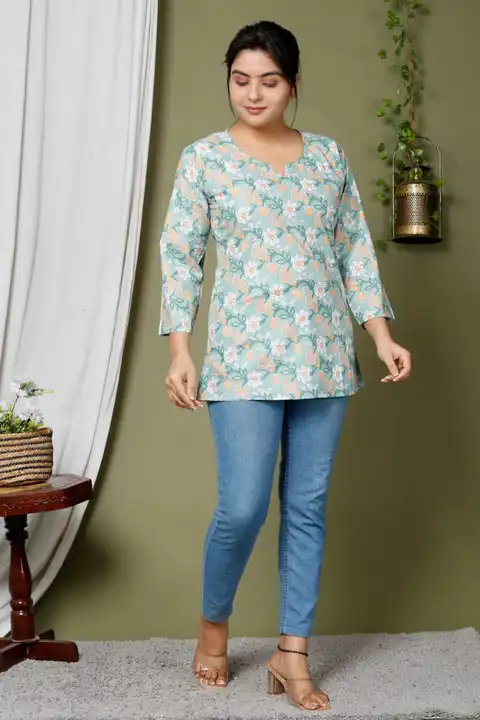🔥 *Summer ⛱️ Top* 🔥

*Beautiful Heavy Jaipuri Printed Cotton Fabric Tunic Tops* 💃💃💃💃💃

⭐ Prod uploaded by Saiba hand block on 3/27/2023