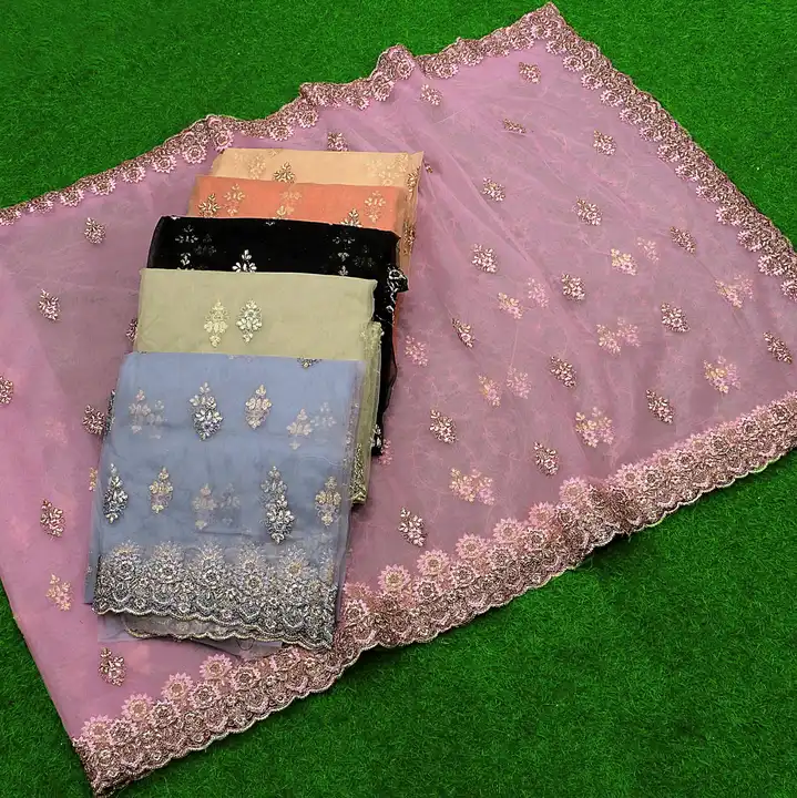 Fancy Net Embeoidery Desing saree uploaded by DHANANJAY CREATIONS on 3/27/2023