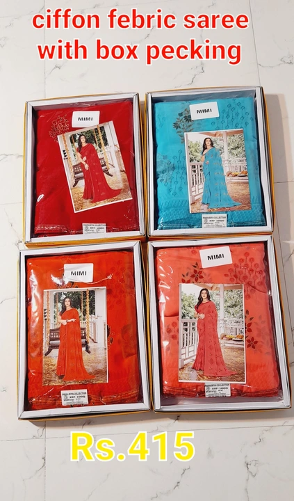 Ciffon  saree  box packing  uploaded by Poorabiya collection on 3/27/2023