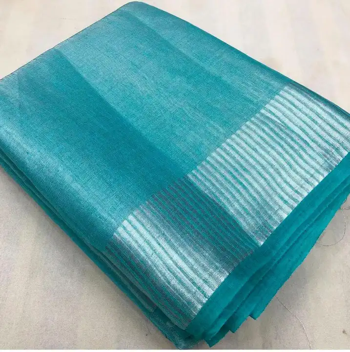 Tissue lilen saree  uploaded by business on 3/27/2023