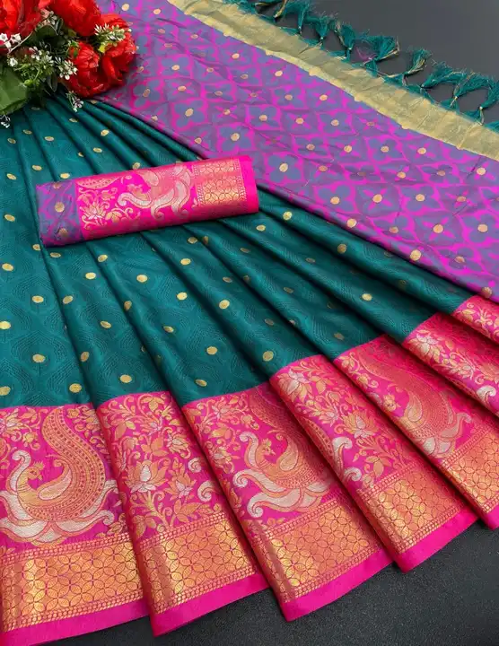 Aura silk rich pallu uploaded by KUVARBA TEXTILE on 3/27/2023