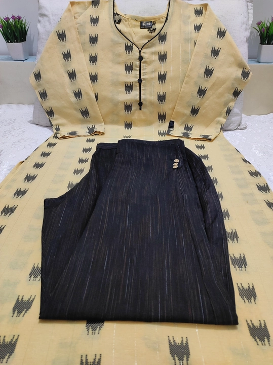 Khadi cotton kurti with pant uploaded by Royal collection on 3/27/2023