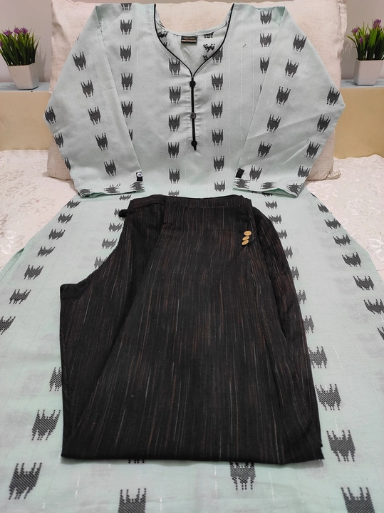 Khadi cotton kurti with pant uploaded by Royal collection on 3/27/2023