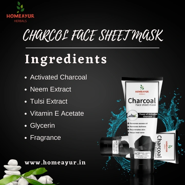 HOMEAYUR NEEM TULSI ACTIVATED CHARCOAL  SHEET MASK uploaded by Homeayur herbals on 3/27/2023