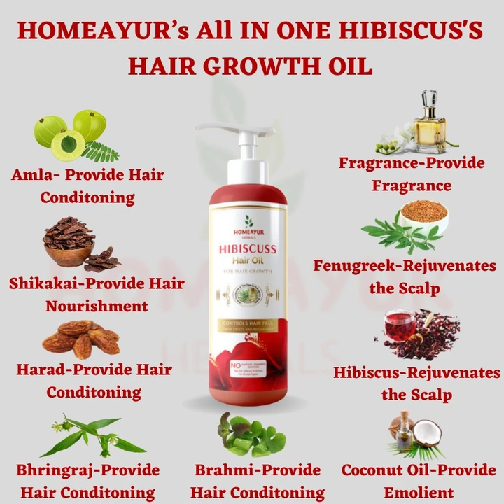 HOMEAYUR'S HIBISCUSS METHI AMLA HAIR GROWTH OIL uploaded by Homeayur herbals on 3/27/2023