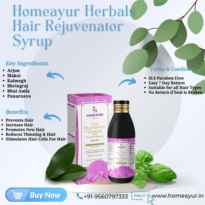 HOMEAYUR HERBALS HAIR GROWTH SYRUP uploaded by business on 3/27/2023