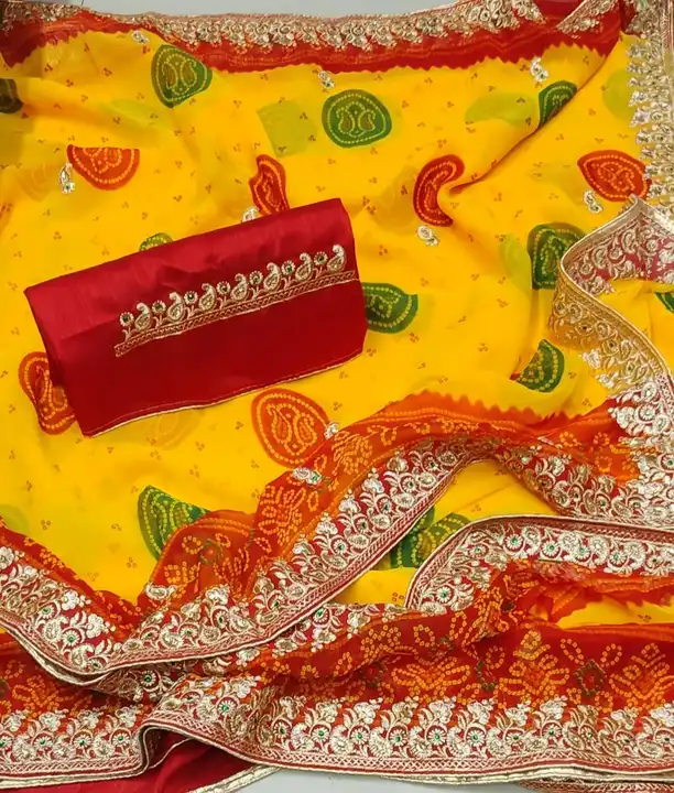 Bandhani yellow saree uploaded by Kastbhanjan nx on 3/27/2023