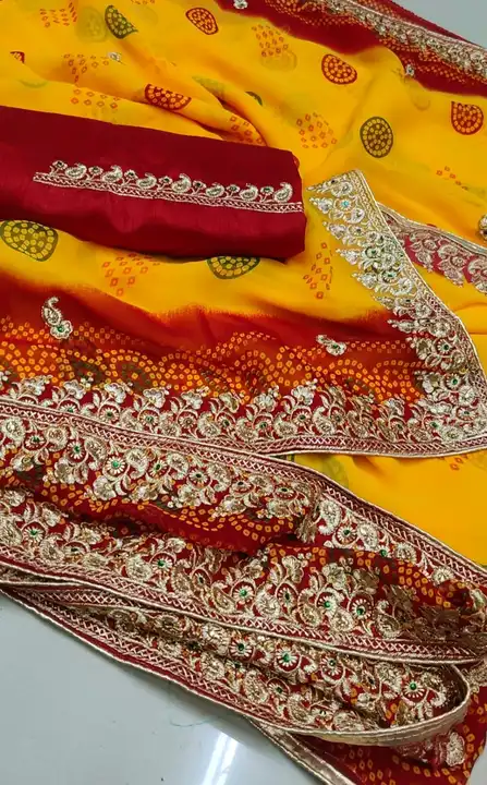 Bandhani yellow saree uploaded by business on 3/27/2023