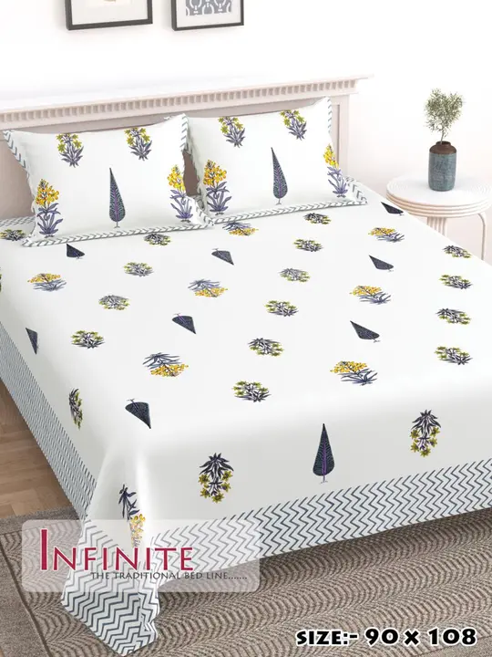 Premium white base king size bedsheets  uploaded by COPPVILLA - The art and craft store on 3/27/2023