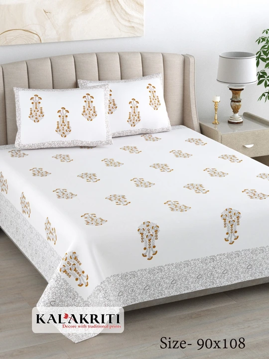 Premium white base king size bedsheets  uploaded by COPPVILLA - The art and craft store on 3/27/2023