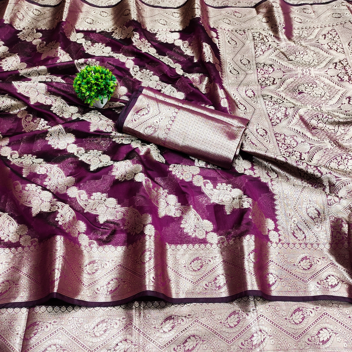 Dhananjay Creations: Organza sarees uploaded by Dhananjay Creations Pvt Ltd. on 3/27/2023