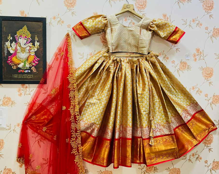Adorn your little princess in this coral pink lehenga having sequins chan  and tassels on side. Paired with gold sequins choli and coral net… |  Instagram