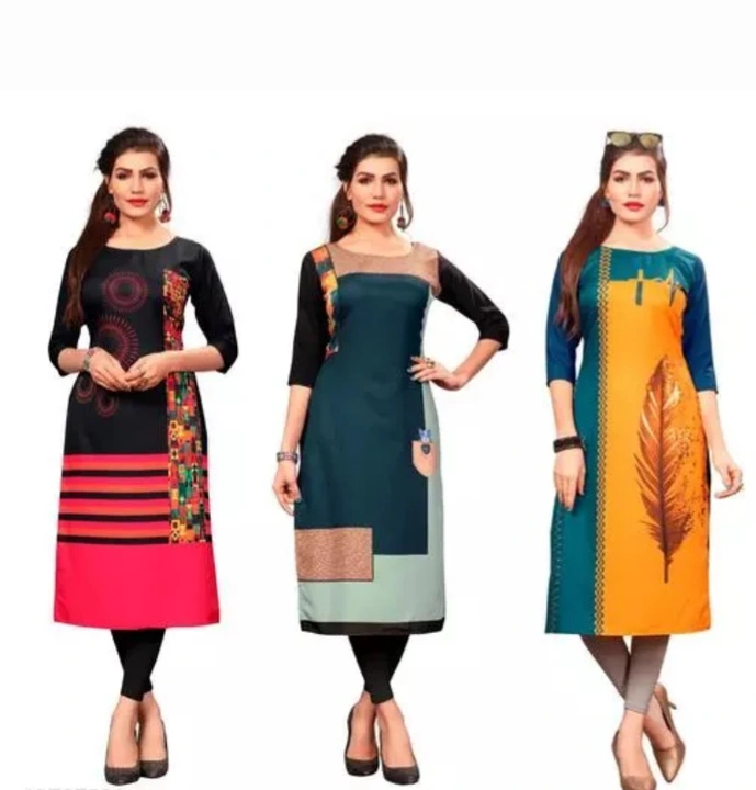 Post image Product Details

Name : Women's Printed Full-Stitched Crepe Straight Kurti(Combo Pack Of 3)
Fabric : Crepe
Sleeve Length : Three-Quarter Sleeves
Pattern : Printed
Combo of : Combo of 3
Sizes : 
S (Bust Size : 36 in, Size Length: 44 in)
M (Bust Size : 38 in, Size Length: 44 in)
L (Bust Size : 40 in, Size Length: 44 in)
XL (Bust Size : 42 in, Size Length: 44 in)
XXL (Bust Size : 44 in, Size Length: 44 in)
Country of Origin : India