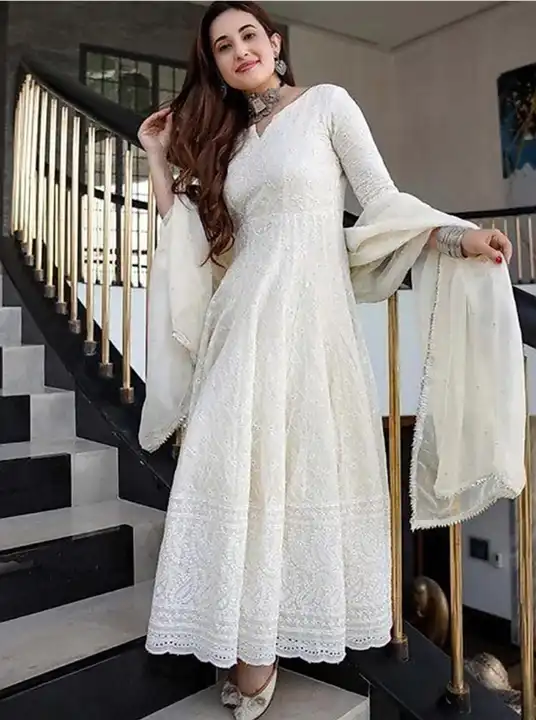 Women Chiken Embroidered Gown And Dupatta Set uploaded by Laila fashion on 3/27/2023