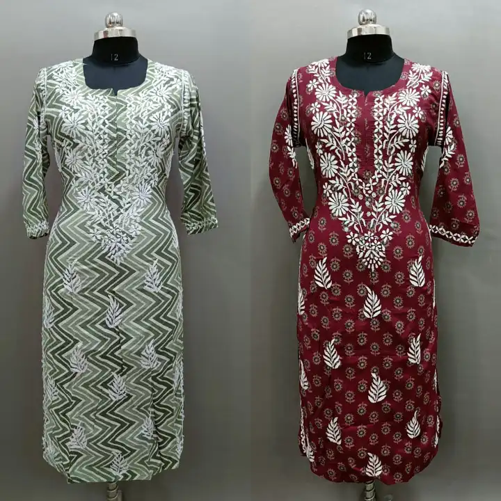 Kurti 
Fabric- marslin print
Size 38 to 44
Length- 47
Ghaas pathi work uploaded by DF Chicken Factory on 3/27/2023