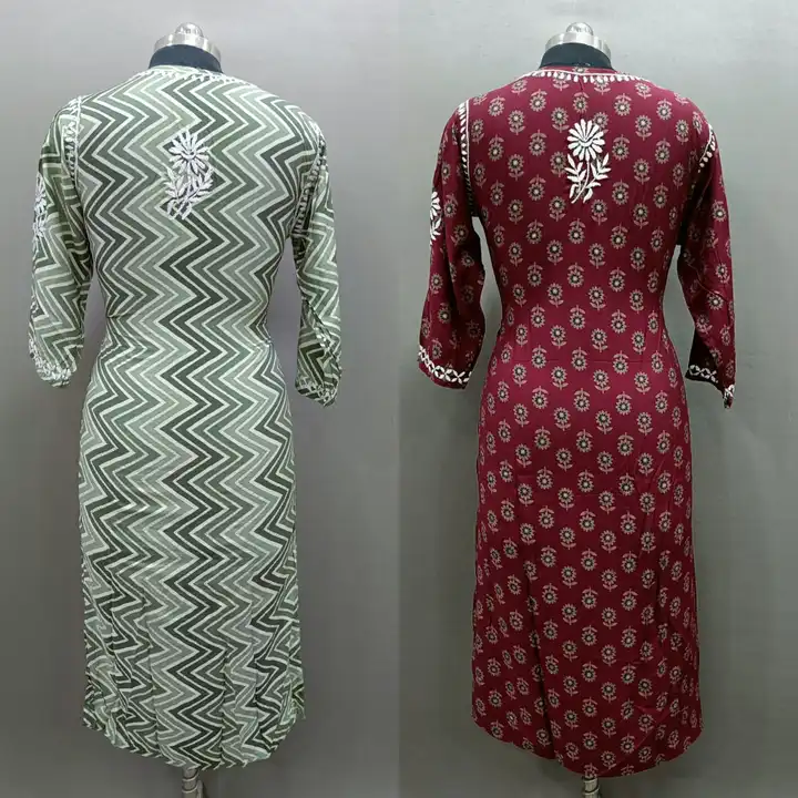 Kurti 
Fabric- marslin print
Size 38 to 44
Length- 47
Ghaas pathi work uploaded by DF Chicken Factory on 3/27/2023