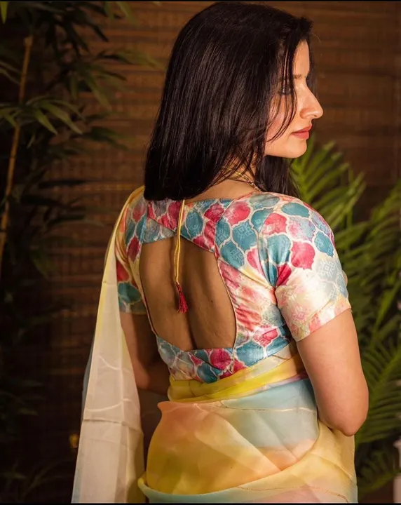 SAREE - FINE SOFT ORGANZA
[ dreamy pastel shaded print with foil outline in allover saree and attrac uploaded by Maa Arbuda saree on 3/27/2023