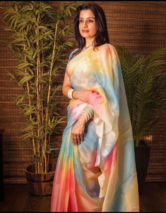 SAREE - FINE SOFT ORGANZA
[ dreamy pastel shaded print with foil outline in allover saree and attrac uploaded by Maa Arbuda saree on 3/27/2023