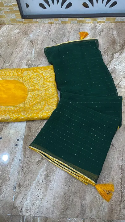 🌿new lounching 🦚

Super duper party wear saree
👌👌👌👌👌👌👌👌👌
👉pure jorjat gota border fabric uploaded by Gotapatti manufacturer on 3/27/2023