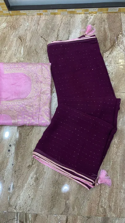 🌿new lounching 🦚

Super duper party wear saree
👌👌👌👌👌👌👌👌👌
👉pure jorjat gota border fabric uploaded by Gotapatti manufacturer on 3/27/2023