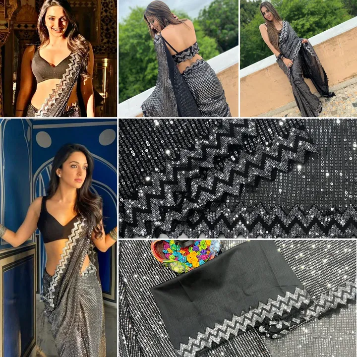 Saree :- Georgette With Beautiful Embroidery Sequence In 3 MM On Less Work And 5 MM On A uploaded by NIVA CREATION on 3/28/2023